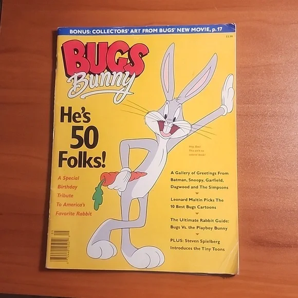Bugs Bunny 50th Birthday Collector Magazine 1990 w/ Bonus Animation Cell - Picture 1 of 13